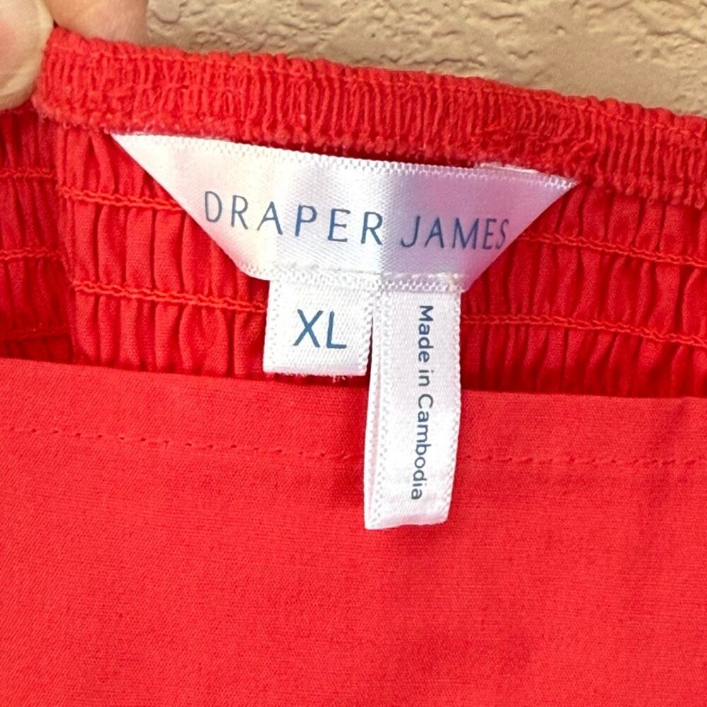 Draper James Coral Cotton Smocked Baby Doll Puff Sleeve Pockets Dress Sz XL - Picture 5 of 9